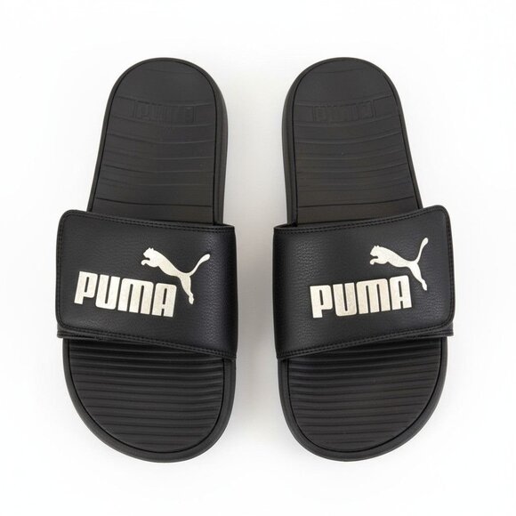 Puma Men's Slide Cool Cat Black/White Slides Sandals Flip Flops Slip On Size 11 - Picture 1 of 5
